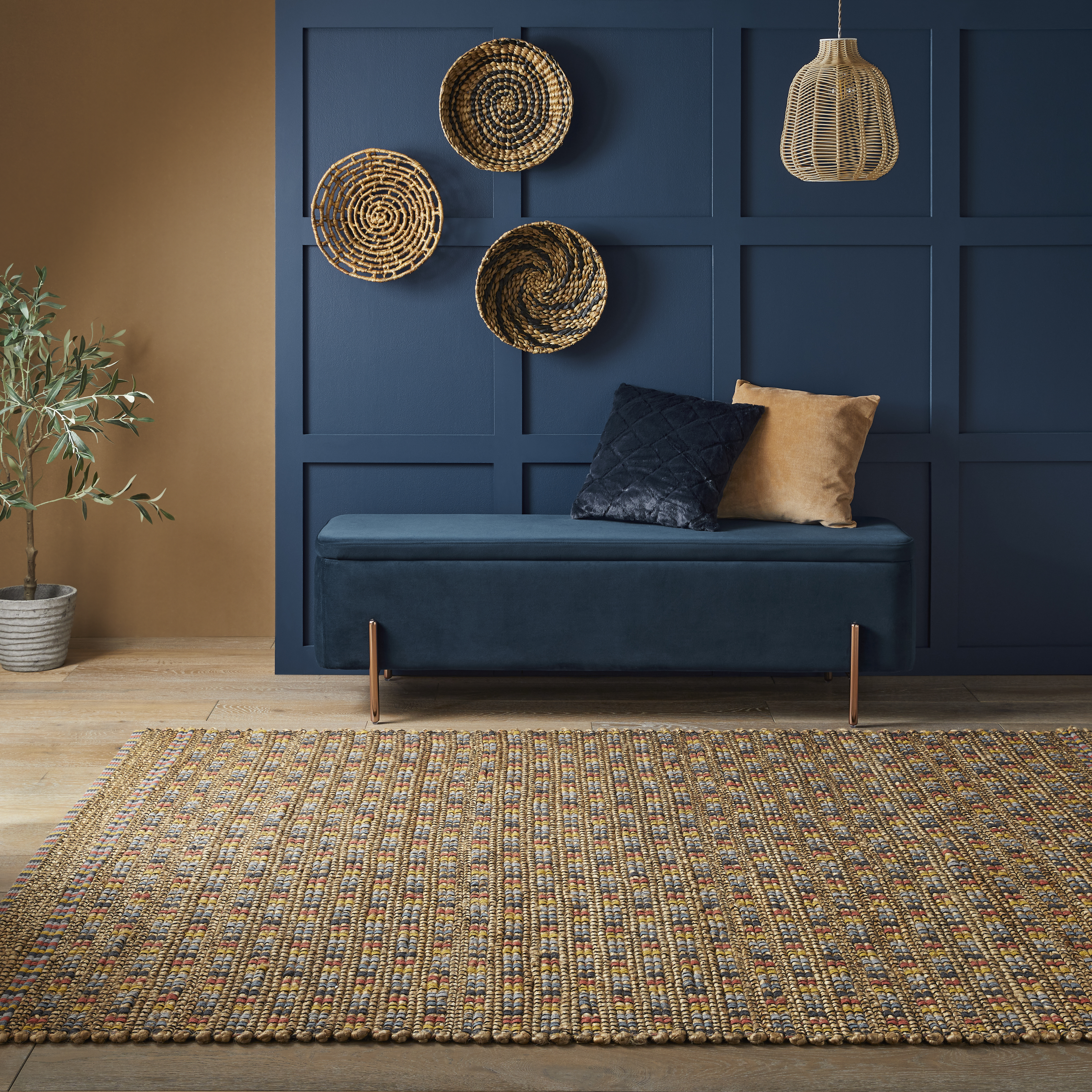 Lagos Modern Checkerboard Jute Rugs In Multi